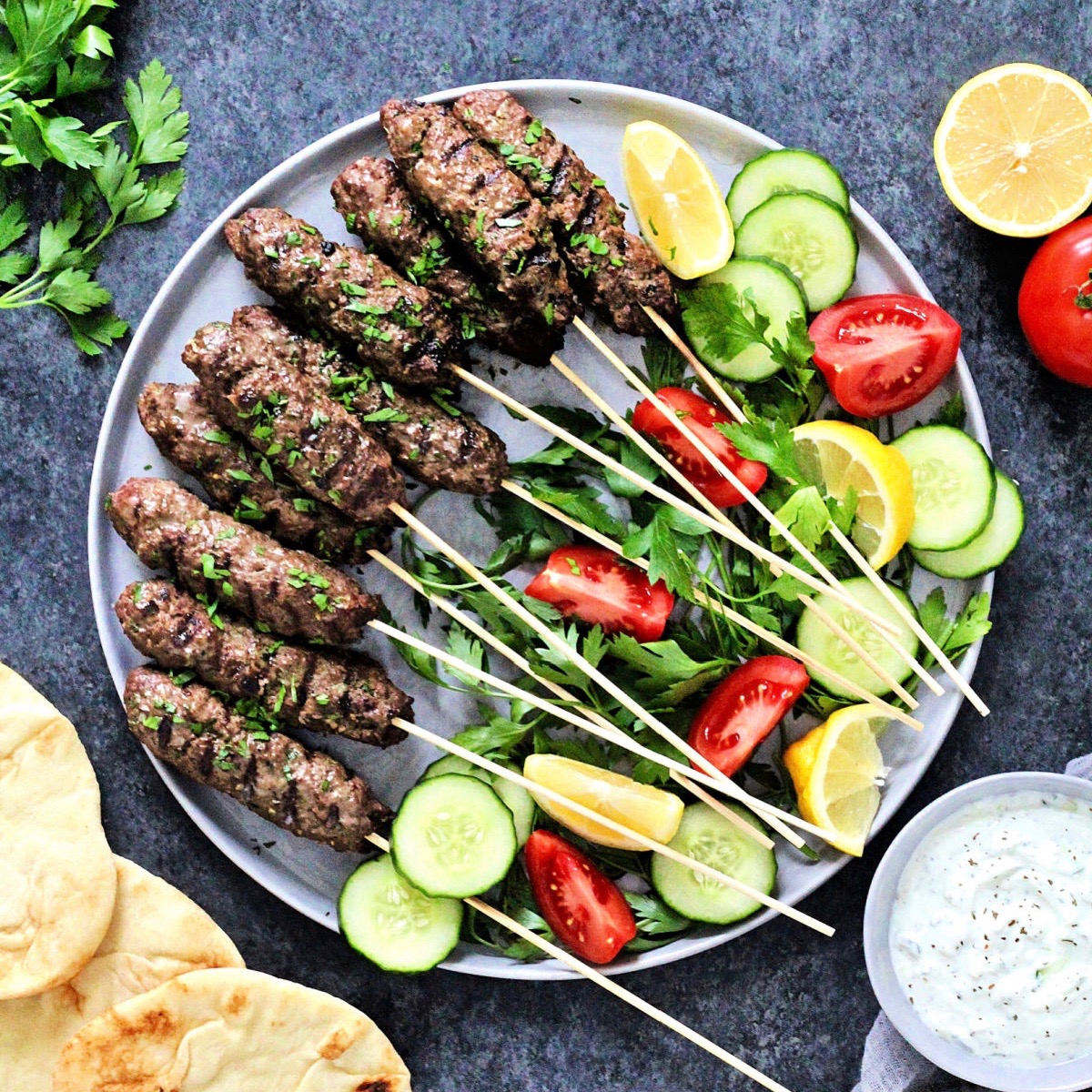 Beef Kofta Kebabs with Tzatziki Sauce - The Foodie Physician