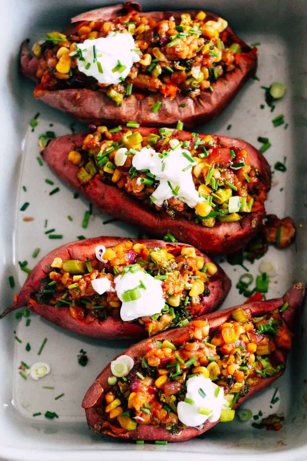 Loaded Sweet Potatoes - Easy Vegetarian Dinner Idea