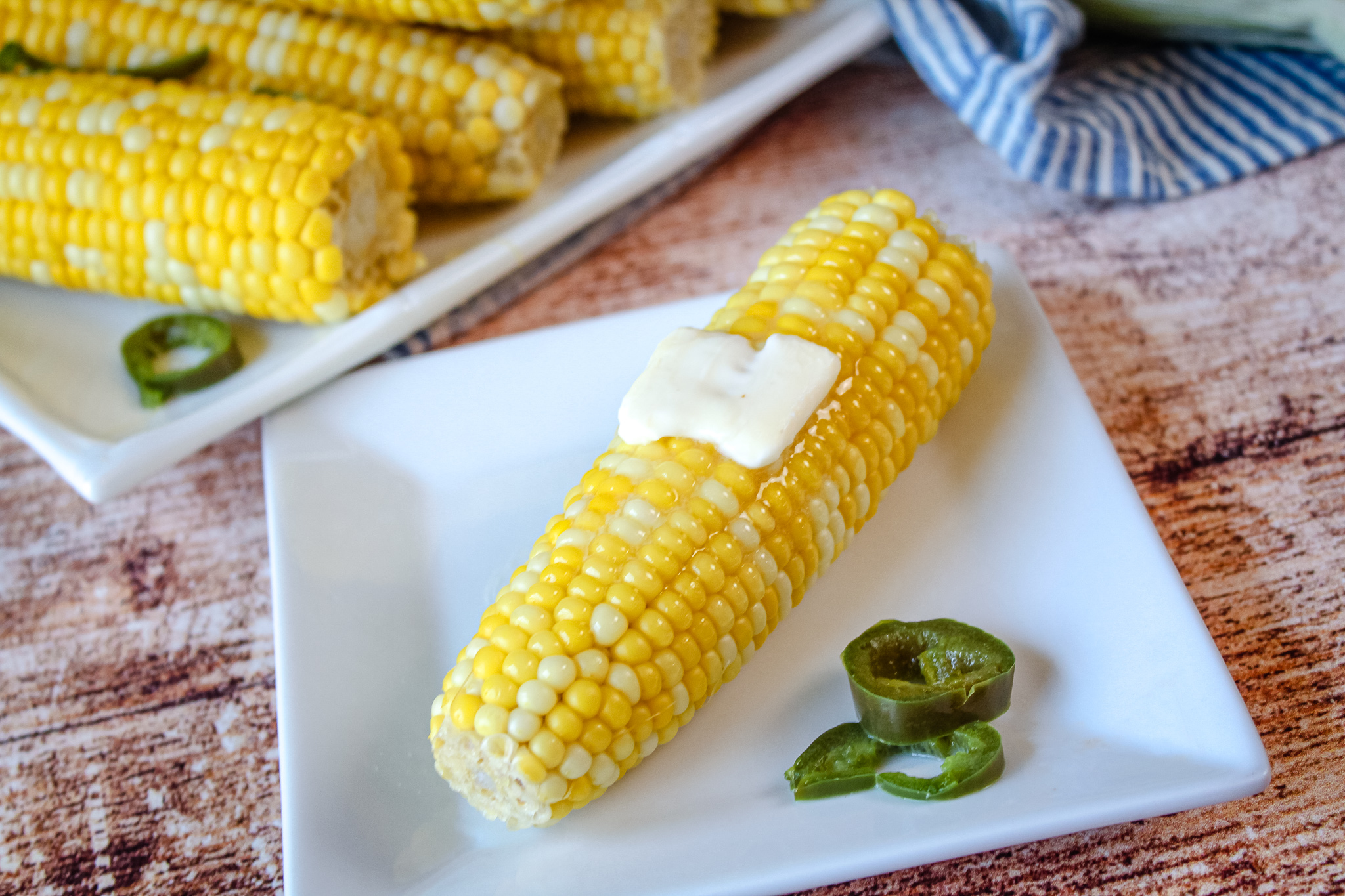 Boiled Corn with Jalapenos and Honey - Baked Broiled and Basted