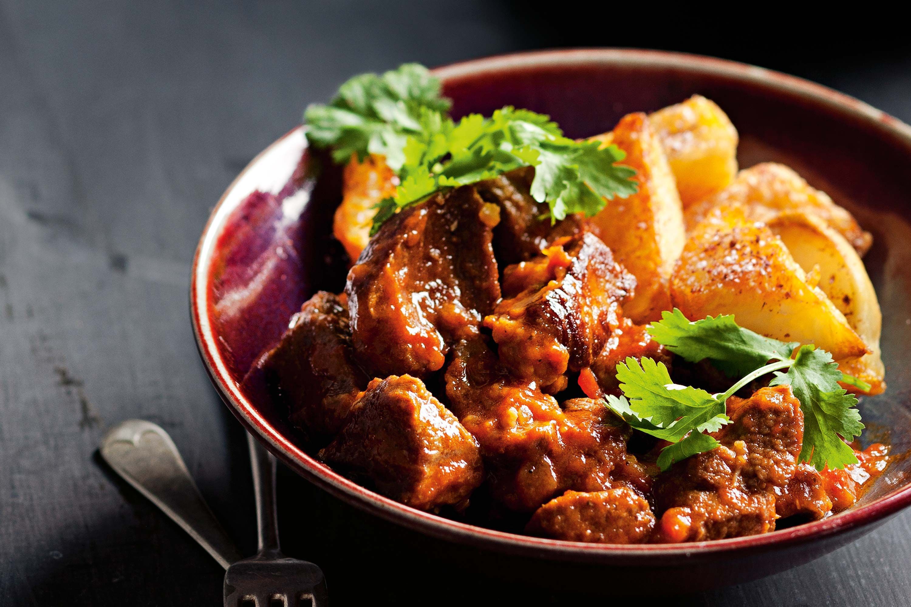 Moroccan lamb stew with roast sumac potatoes